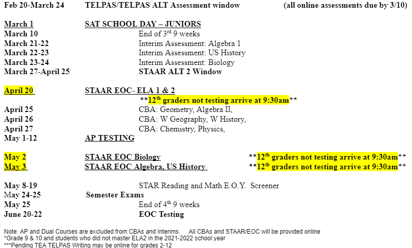 campus calendar for testing